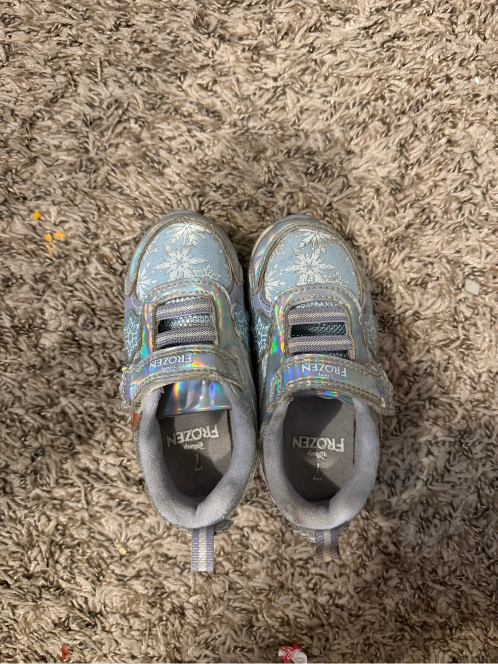 Disney Frozen Light Blue Snowflake Kids Sneakers with Holographic Accents